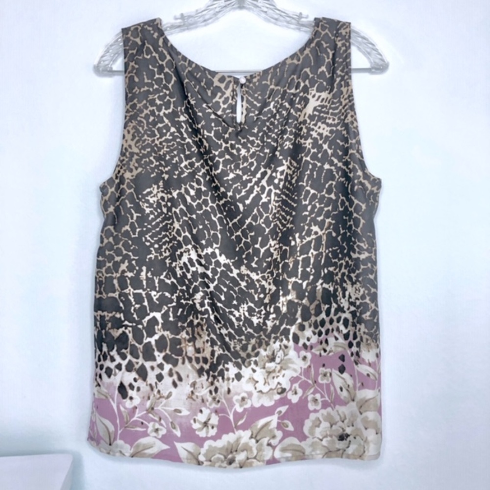 2 for $10 🛍️ Dana Buchman Animal Print Sheer Shell L